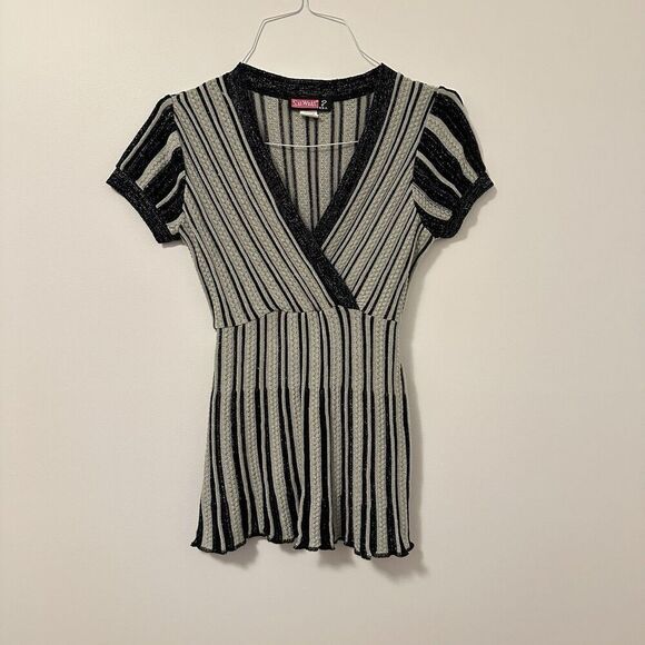 Say What? Tops - Say What Womens M Knit Babydoll Striped Top Y2K Mall Whimsigoth Grunge Sparkle